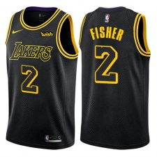 Youth Nike Los Angeles Lakers #2 Derek Fisher Swingman Black NBA Jersey - City Edition