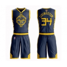 Men's Golden State Warriors #34 Shaun Livingston Swingman Navy Blue Basketball Suit 2019 Basketball Finals Bound Jersey - City Edition
