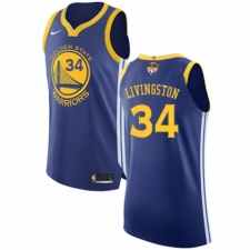 Men's Nike Golden State Warriors #34 Shaun Livingston Authentic Royal Blue Road 2018 NBA Finals Bound NBA Jersey - Icon Edition