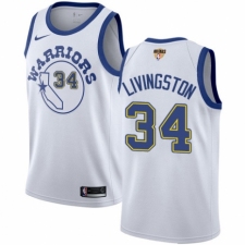 Men's Nike Golden State Warriors #34 Shaun Livingston Authentic White Hardwood Classics 2018 NBA Finals Bound NBA Jersey