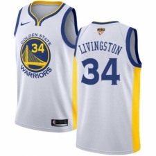 Youth Nike Golden State Warriors #34 Shaun Livingston Authentic White Home 2018 NBA Finals Bound NBA Jersey - Association Edition