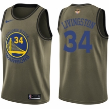 Youth Nike Golden State Warriors #34 Shaun Livingston Swingman Green Salute to Service 2018 NBA Finals Bound NBA Jersey