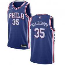 Women's Nike Philadelphia 76ers #35 Clarence Weatherspoon Swingman Blue Road NBA Jersey - Icon Edition