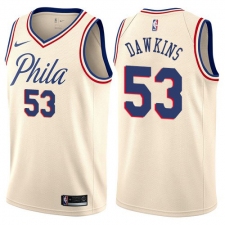 Men's Nike Philadelphia 76ers #53 Darryl Dawkins Authentic Cream NBA Jersey - City Edition