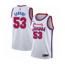 Men's Philadelphia 76ers #53 Darryl Dawkins Authentic White Hardwood Classics Basketball Jersey