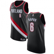 Women's Nike Portland Trail Blazers #6 Shabazz Napier Authentic Black Road NBA Jersey - Icon Edition