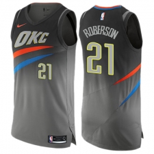 Men's Nike Oklahoma City Thunder #21 Andre Roberson Authentic Gray NBA Jersey - City Edition