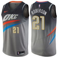 Men's Nike Oklahoma City Thunder #21 Andre Roberson Swingman Gray NBA Jersey - City Edition