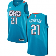 Men's Nike Oklahoma City Thunder #21 Andre Roberson Swingman Turquoise NBA Jersey - City Edition