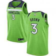 Men's Nike Minnesota Timberwolves #3 Anthony Brown Authentic Green NBA Jersey Statement Edition
