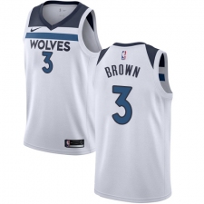 Men's Nike Minnesota Timberwolves #3 Anthony Brown Authentic White NBA Jersey - Association Edition