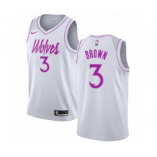 Men's Nike Minnesota Timberwolves #3 Anthony Brown White Swingman Jersey - Earned Edition