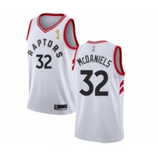 Men's Toronto Raptors #32 KJ McDaniels Swingman White 2019 Basketball Finals Champions Jersey - Association Edition