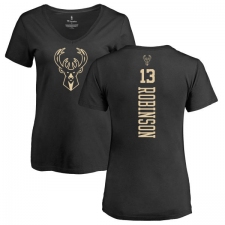 NBA Women's Nike Milwaukee Bucks #13 Glenn Robinson Black One Color Backer Slim-Fit V-Neck T-Shirt
