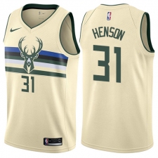 Men's Nike Milwaukee Bucks #31 John Henson Authentic Cream NBA Jersey - City Edition