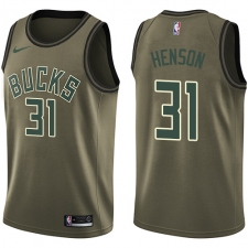Men's Nike Milwaukee Bucks #31 John Henson Swingman Green Salute to Service NBA Jersey