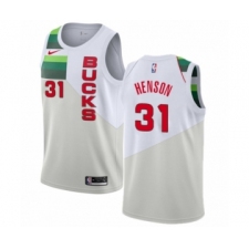 Men's Nike Milwaukee Bucks #31 John Henson White Swingman Jersey - Earned Edition
