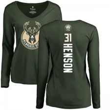 NBA Women's Nike Milwaukee Bucks #31 John Henson Green Backer Long Sleeve T-Shirt