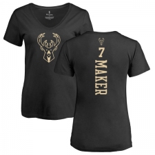 NBA Women's Nike Milwaukee Bucks #7 Thon Maker Black One Color Backer Slim-Fit V-Neck T-Shirt