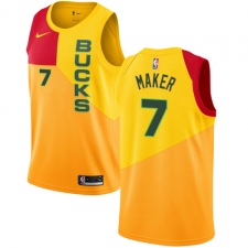 Women's Nike Milwaukee Bucks #7 Thon Maker Swingman Yellow NBA Jersey - City Edition