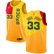 Men's Nike Milwaukee Bucks #33 Kareem Abdul-Jabbar Swingman Yellow NBA Jersey - City Edition