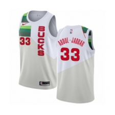Men's Nike Milwaukee Bucks #33 Kareem Abdul-Jabbar White Swingman Jersey - Earned Edition
