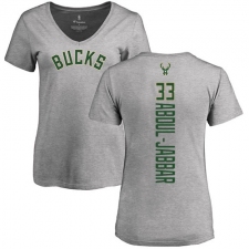 NBA Women's Nike Milwaukee Bucks #33 Kareem Abdul-Jabbar Ash Backer T-Shirt