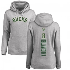 NBA Women's Nike Milwaukee Bucks #8 Matthew Dellavedova Ash Backer Pullover Hoodie