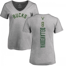NBA Women's Nike Milwaukee Bucks #8 Matthew Dellavedova Ash Backer T-Shirt