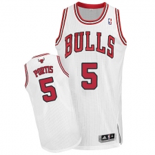 Men's Adidas Chicago Bulls #5 Bobby Portis Authentic White Home NBA Jersey