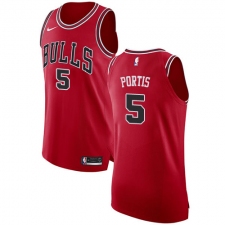 Men's Nike Chicago Bulls #5 Bobby Portis Authentic Red Road NBA Jersey - Icon Edition
