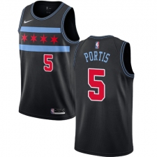 Men's Nike Chicago Bulls #5 Bobby Portis Swingman Black NBA Jersey - City Edition