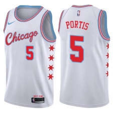 Men's Nike Chicago Bulls #5 Bobby Portis Swingman White NBA Jersey - City Edition