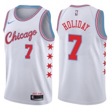 Men's Nike Chicago Bulls #7 Justin Holiday Swingman White NBA Jersey - City Edition