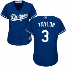 Women's Majestic Los Angeles Dodgers #3 Chris Taylor Authentic Royal Blue Alternate Cool Base MLB Jersey