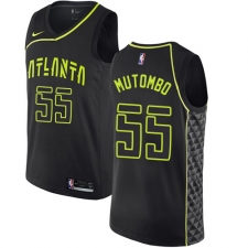 Men's Nike Atlanta Hawks #55 Dikembe Mutombo Swingman Black NBA Jersey - City Edition