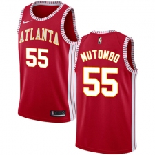 Women's Nike Atlanta Hawks #55 Dikembe Mutombo Authentic Red NBA Jersey Statement Edition
