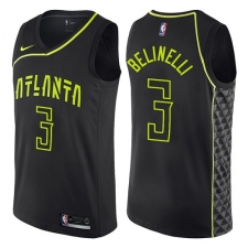 Men's Nike Atlanta Hawks #3 Marco Belinelli Authentic Black NBA Jersey - City Edition