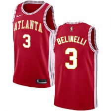 Men's Nike Atlanta Hawks #3 Marco Belinelli Authentic Red NBA Jersey Statement Edition
