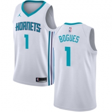 Youth Nike Jordan Charlotte Hornets #1 Muggsy Bogues Authentic White NBA Jersey - Association Edition
