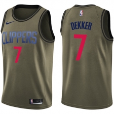 Men's Nike Los Angeles Clippers #7 Sam Dekker Swingman Green Salute to Service NBA Jersey