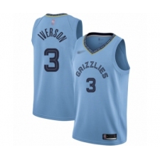 Men's Memphis Grizzlies #3 Allen Iverson Authentic Blue Finished Basketball Jersey Statement Edition