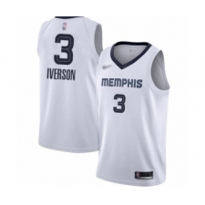 Men's Memphis Grizzlies #3 Allen Iverson Authentic White Finished Basketball Jersey - Association Edition