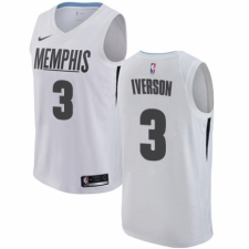 Men's Nike Memphis Grizzlies #3 Allen Iverson Authentic White NBA Jersey - City Edition