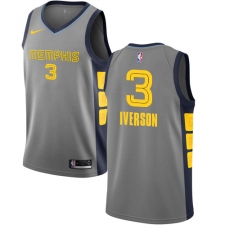 Men's Nike Memphis Grizzlies #3 Allen Iverson Swingman Gray NBA Jersey - City Edition
