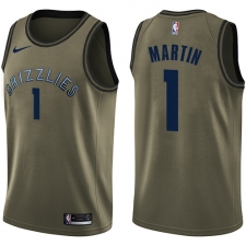 Men's Nike Memphis Grizzlies #1 Jarell Martin Swingman Green Salute to Service NBA Jersey