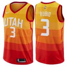 Men's Nike Utah Jazz #3 Ricky Rubio Authentic Orange NBA Jersey - City Edition