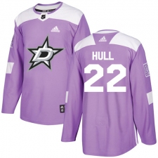 Men's Adidas Dallas Stars #22 Brett Hull Authentic Purple Fights Cancer Practice NHL Jersey
