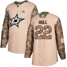 Youth Adidas Dallas Stars #22 Brett Hull Authentic Camo Veterans Day Practice NHL Jersey