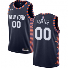 Men's Nike New York Knicks #00 Enes Kanter Swingman Navy Blue NBA Jersey - 2018 19 City Edition